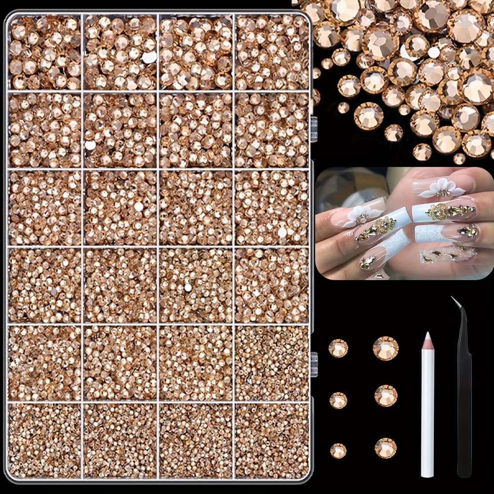 TEMU 1860pcs Resin Rhinestones With Tweezers, For Handmade Crafts, 3-6mm Mixed Sizes, Rhinestones For Crafts, Clothing, Shoes, Nail Art