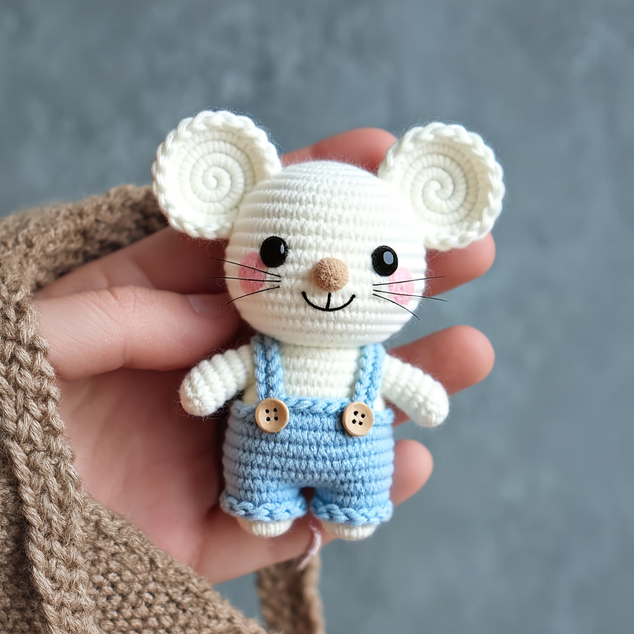 TEMU Crochet Kit: Overalls Mouse Crochet Starter Kit For Beginner Adults | Arts And Craft Kit For Adults Gift | Video Tutorial | Includes Easy-to- Pattern, Soft Yarn