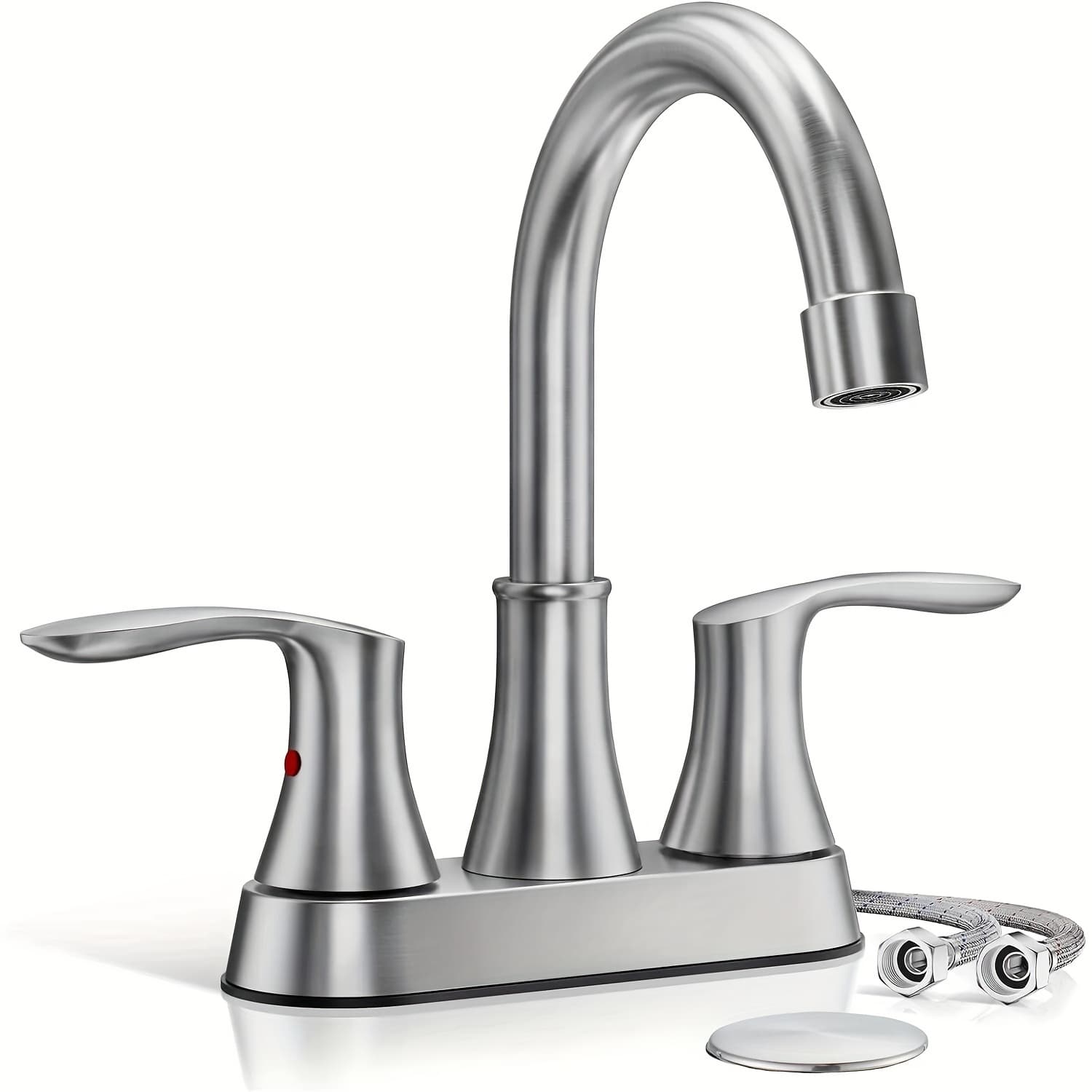 TEMU Bathroom Faucets Basin Sink Faucet 4in Centerset Vanity Mixer With Pop-up Drain Bathroom Faucet 3 Hole 2 Handle Bathroom Faucet For Sink