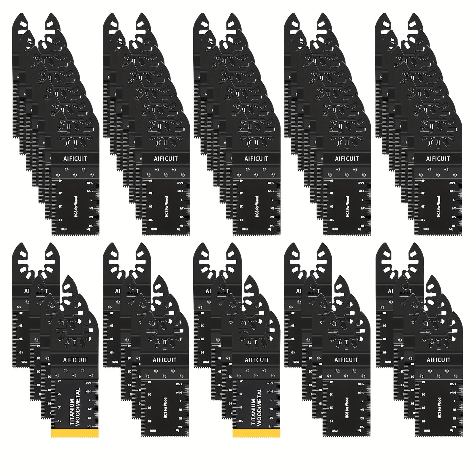 TEMU 55pcs Oscillating Saw Quick Release Universal Oscillating Tool Wood Plastics And Metal Multitool Blade Kits For Wood Fit Most Models