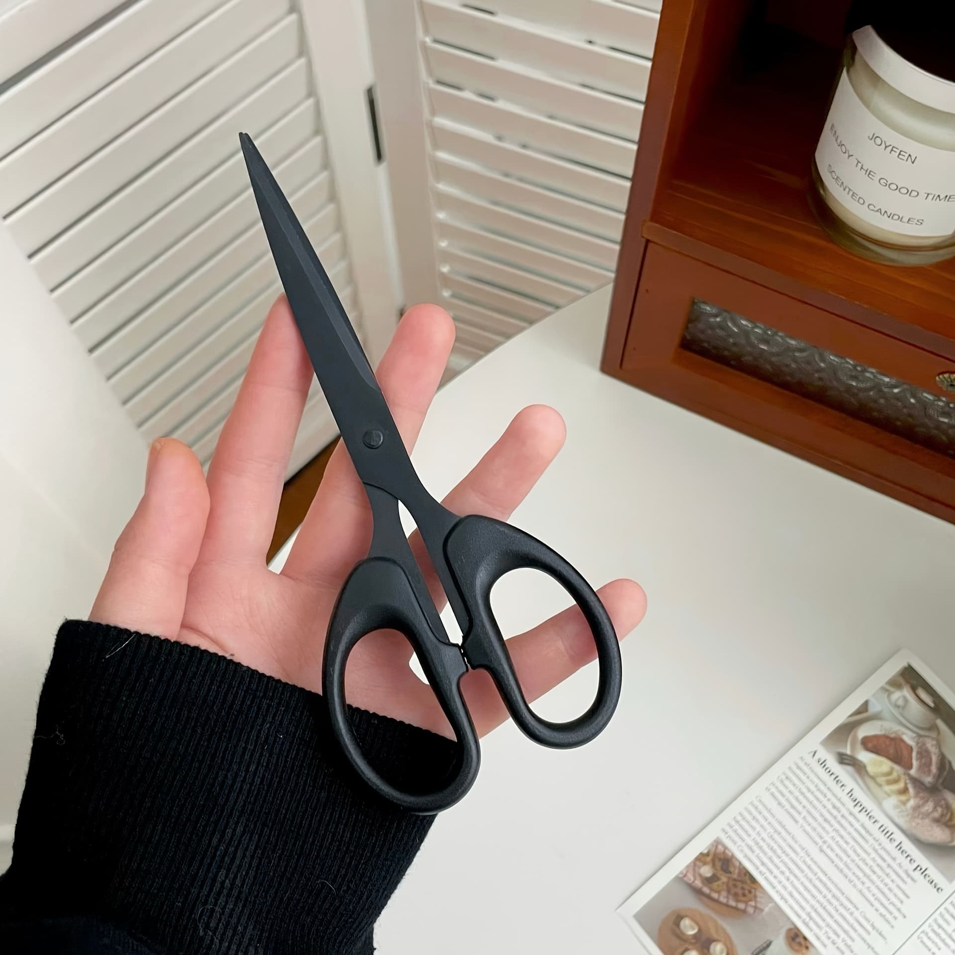 TEMU 1pc Heavy-duty Scissors, Large Thick With Rust-proof & Coating, For Home Office Art Paper Tape Cutting, Durable Professional Cutting Tool