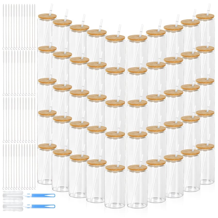 TEMU 50-pack 16oz Single-layer Sports Cups With Bamboo Lids | Transparent Pc Material, Ideal For Birthday Parties, Office Use, Graduation , Christmas And Other Festivals | Brand: Hilake
