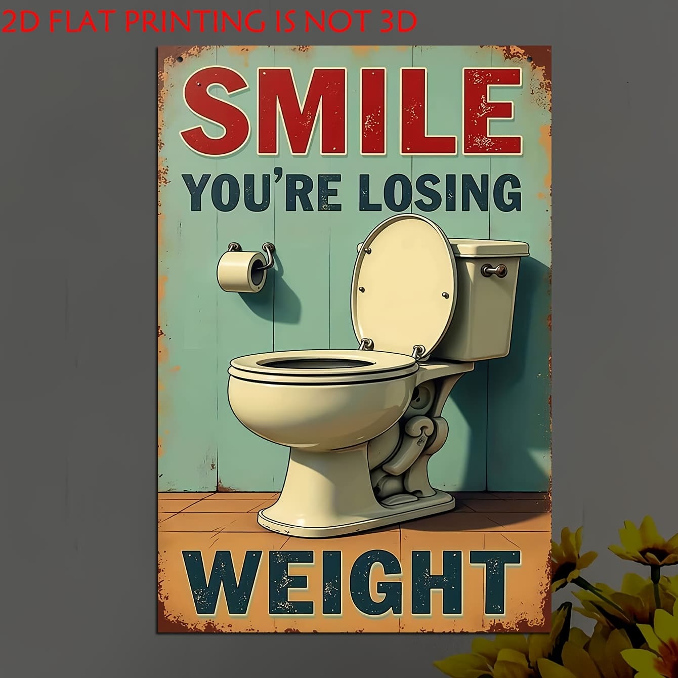 TEMU 2d Flat, 1pc Wooden Decorative Sign & Plaque, Funny Bathroom Sign | Toilet-themed "'re Losing Weight" Plaque, Wall Decor For Doors, Walls, Shops & Garages, For Home, Bar, Cafe