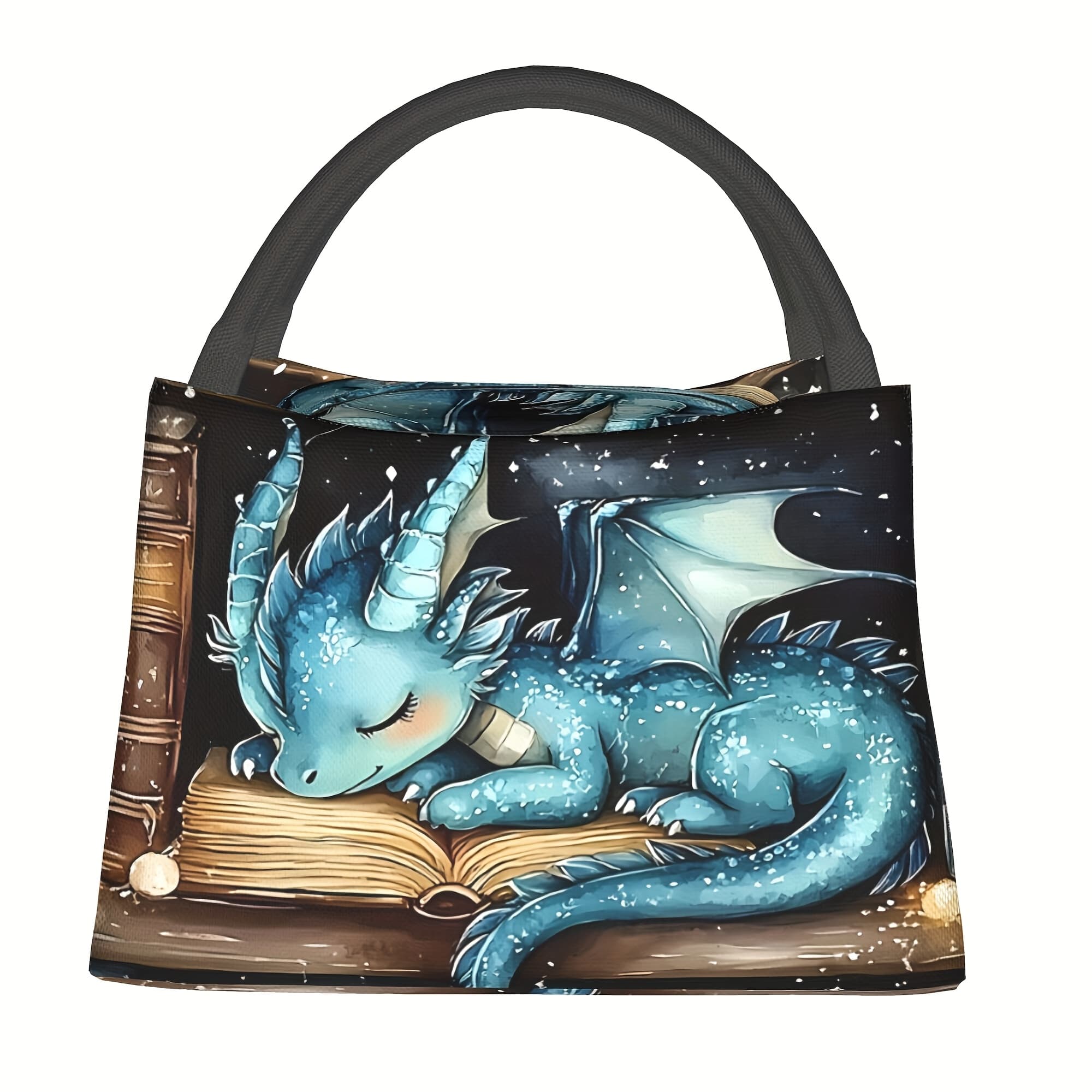 TEMU 1pc Book With Dragon Pattern, Portable And Reusable Refrigerated Bag, Insulated Lunch Bag, A Must-have For Camping , Homes, Offices, And Outdoors, Suitable As A Birthday Gift And Holiday Gift For