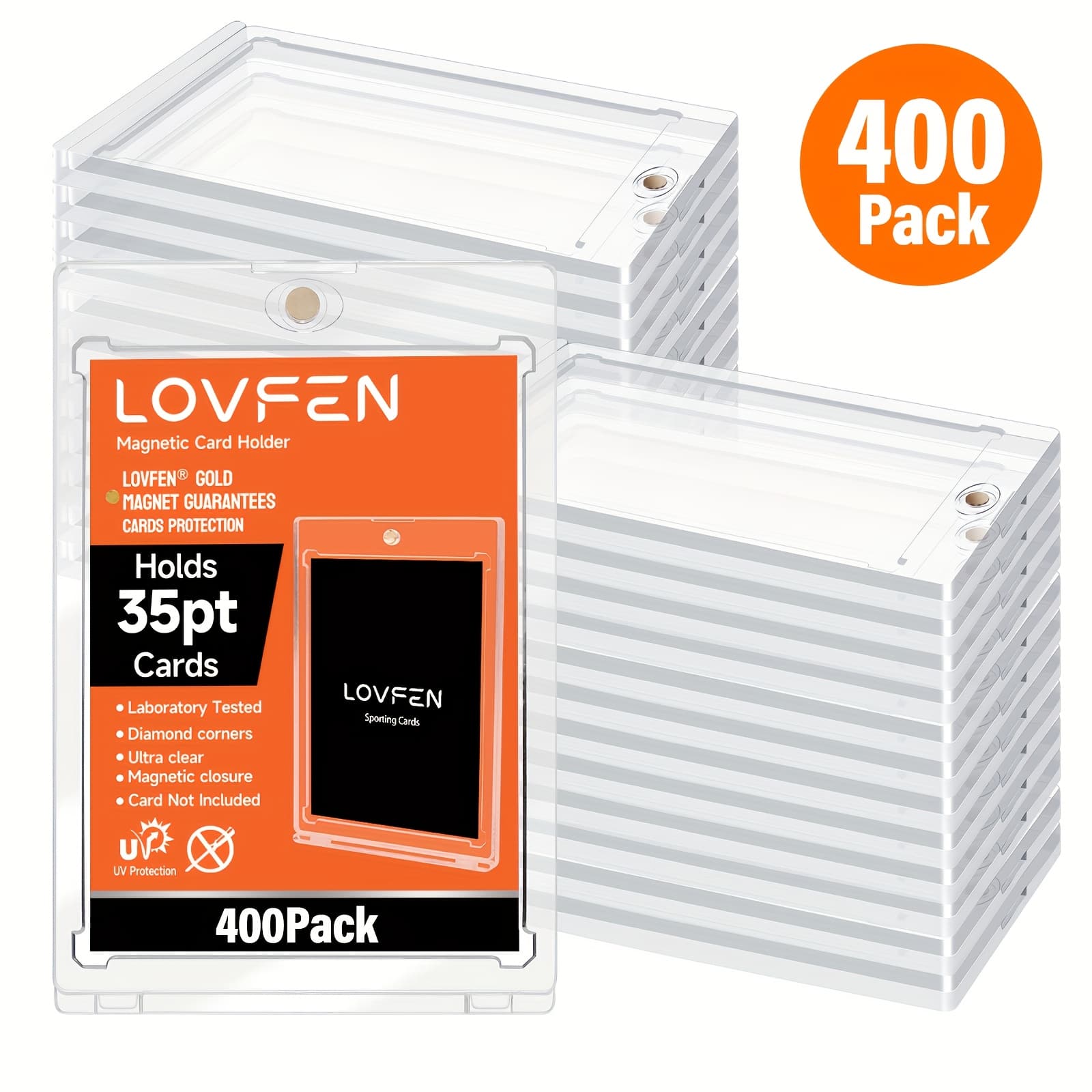 TEMU Lovfen 400ct Magnetic Card Holder For Trading Cards, 35pt Card Holder, Card Protectors Hard Plastic, Magnetic Card Case For Sports Card, Baseball Card Holders, Display Case For Standard Cards