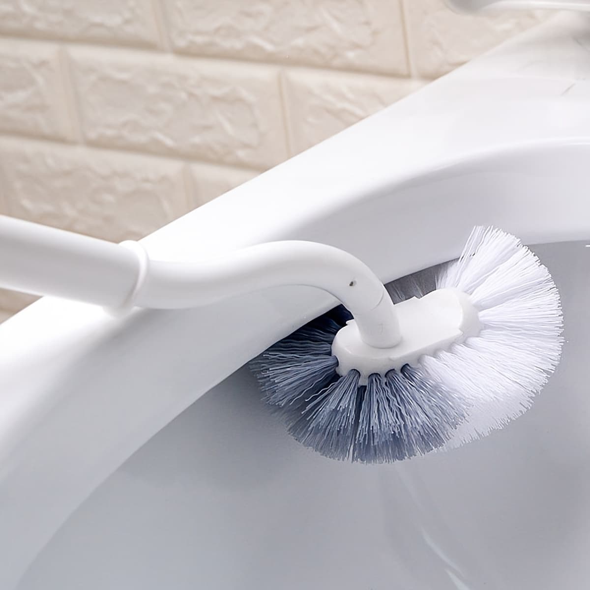 TEMU 1 Ergonomic Long Handle Toilet Brush - Manual Deep Clean For Bathroom, Kitchen, Bedroom, Car - Reusable, Portable, No Power Required, With Cleaning Head