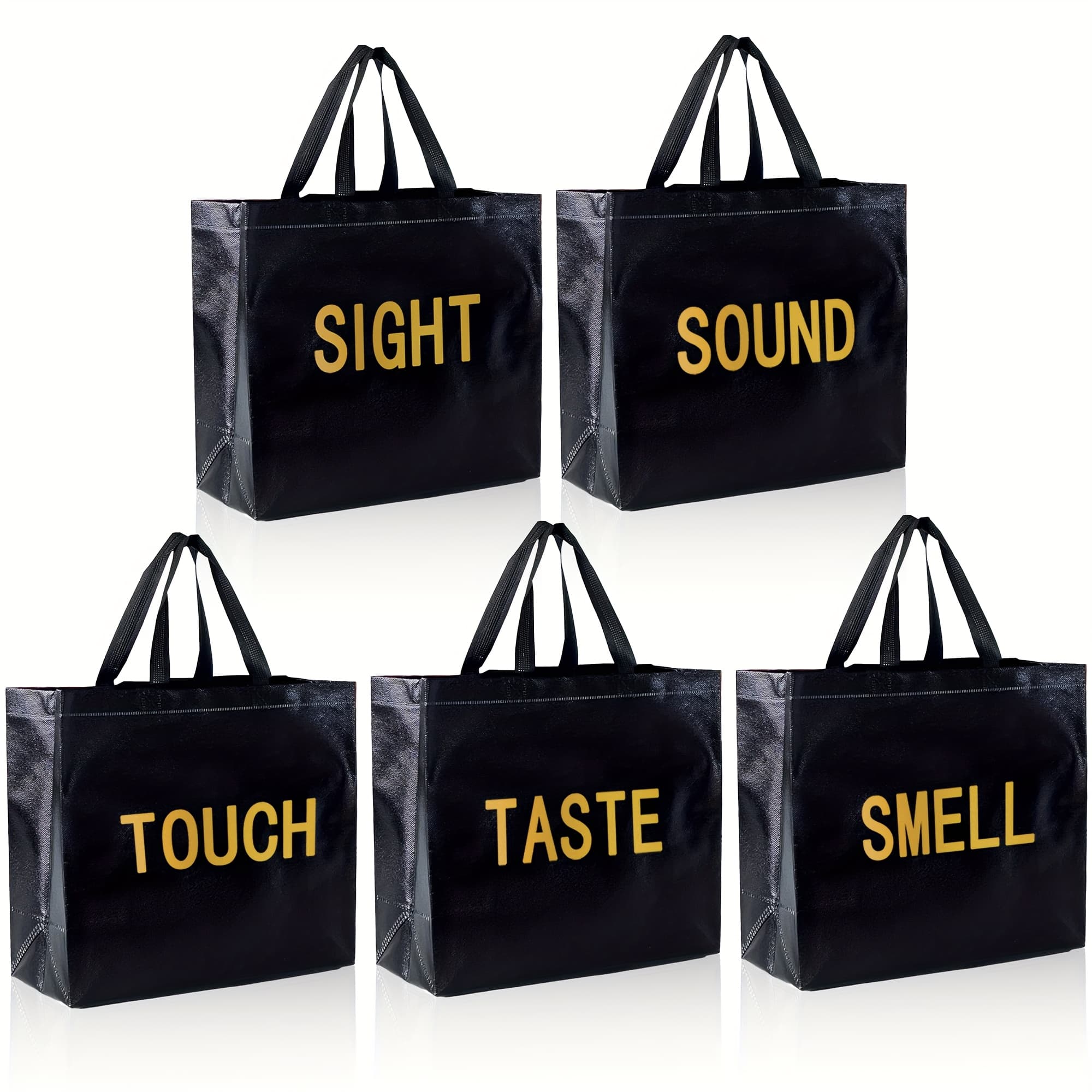 TEMU Gift For Her/him 5-sense Gift Bag For Him/her, Portable Birthday Gift Packaging For Anniversary Parties, , Black, . 13x11x5 Inches