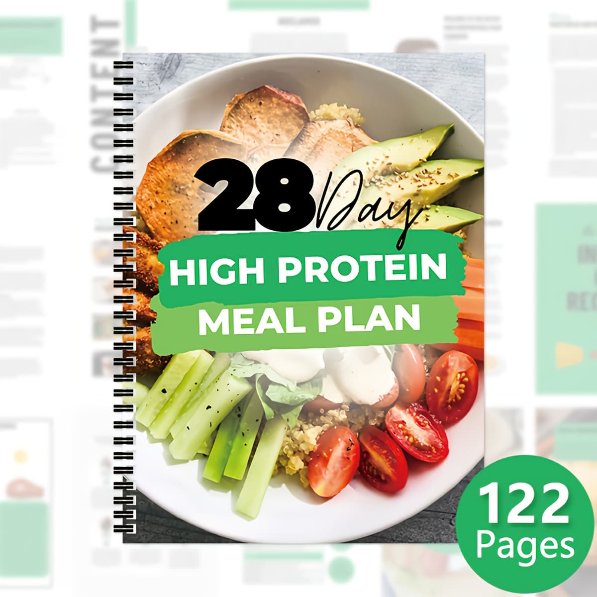 TEMU 28-day High-protein - Nutritious And Recipes, , Build Muscle And Lose Weight, Suitable For Beginners, English Language, Meal Planning | Spiral Binding | Durable