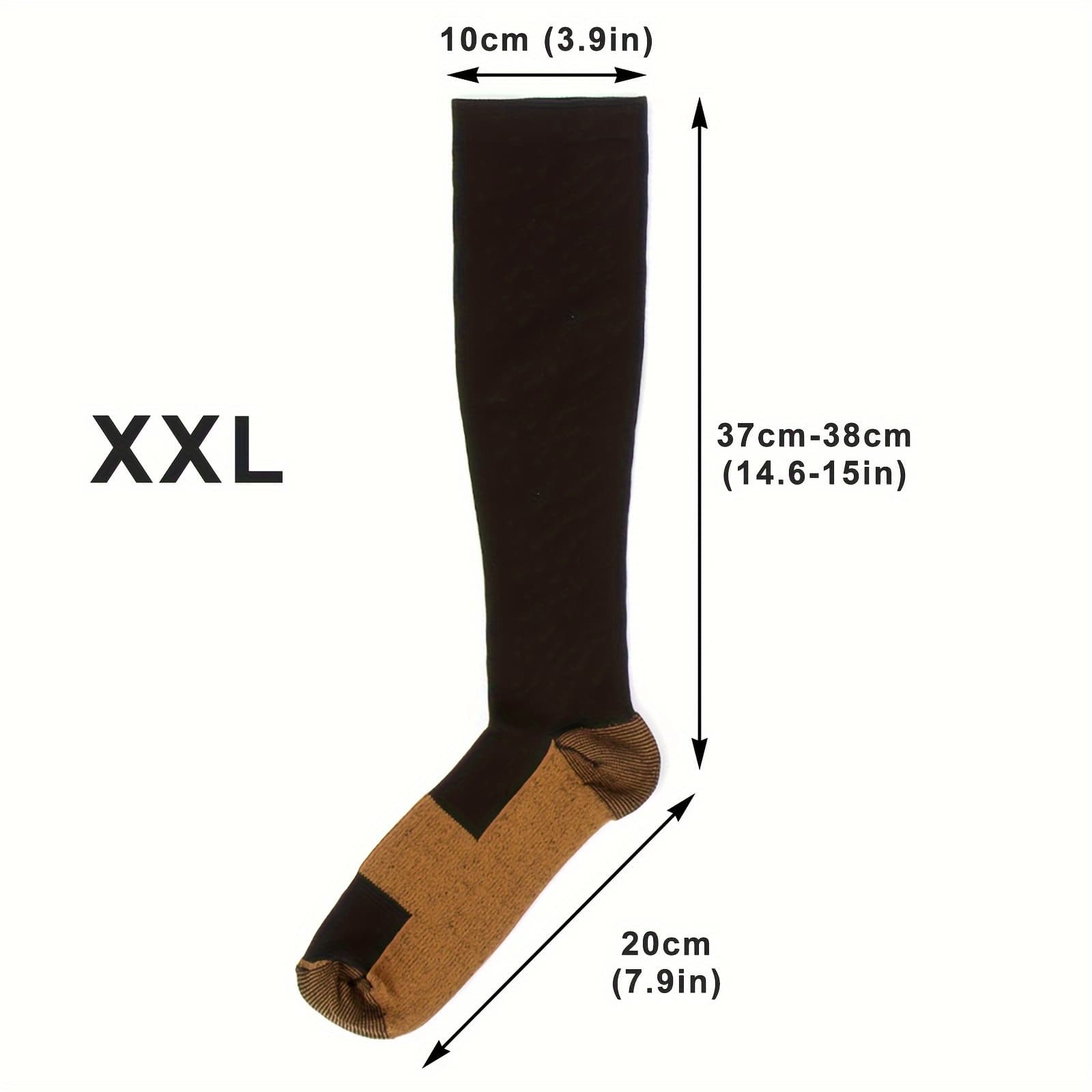 TEMU 10 Pairs Copper Compression Socks For Circulation - Best For Running, Climbing, Athletic Cycling, Daily - S/m/l/xl/xxl (black Or Skin)