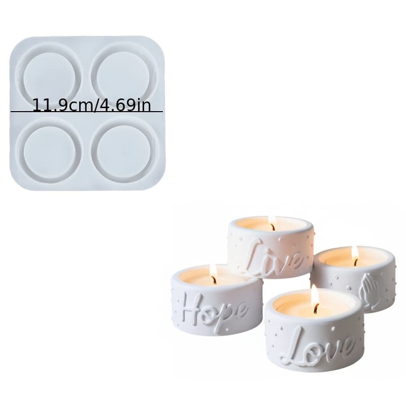 TEMU 4pcs Polka Dot Candlestick Message Tea Lamp Stand Mold Gypsum Mold Home Desktop Atmosphere Decoration Festival Gift Resin Gypsum Candle Gift Silicone Mold Enthusiast Casting Mold