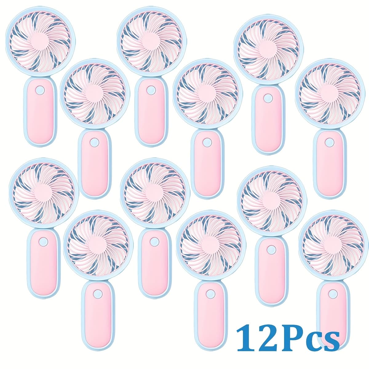 TEMU 12pcs Mini Handheld Personal Fan | Portable Neck/wrist Fan With 1-speed Adjustable, Lightweight & Cute Design, Usb Charging, Suitable For Travel, Camping, Office, Wedding, Festival Party