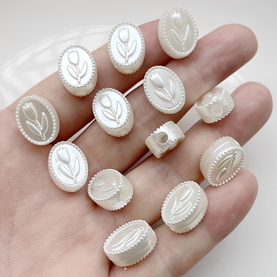 TEMU 20pcs Pattern Egg-shaped Straight For Making, Plastic For Bracelets And Necklaces
