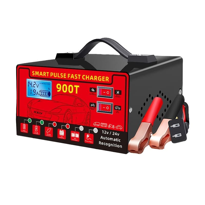 TEMU 12v/24v Smart Portable Battery Charger Suitable For, Motorcycles, Rv,, Atv/utv With Lcd Display, Repair, Temperature , Overcharge/short Circuit Protection & Smart Charging - For 12v/24v