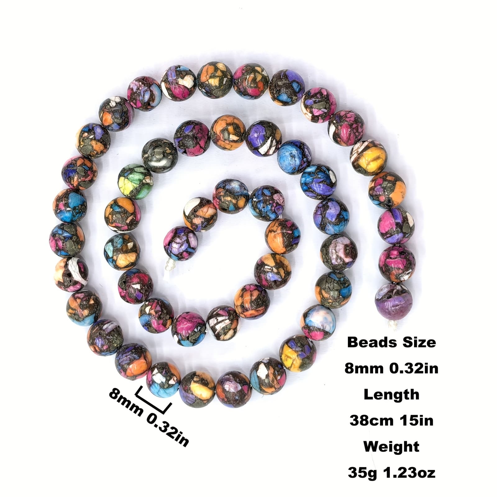 TEMU Howlite Bead Strand 4-12mm Round Loose Beads For Bracelet Necklace Ornament Diy Accessory Making