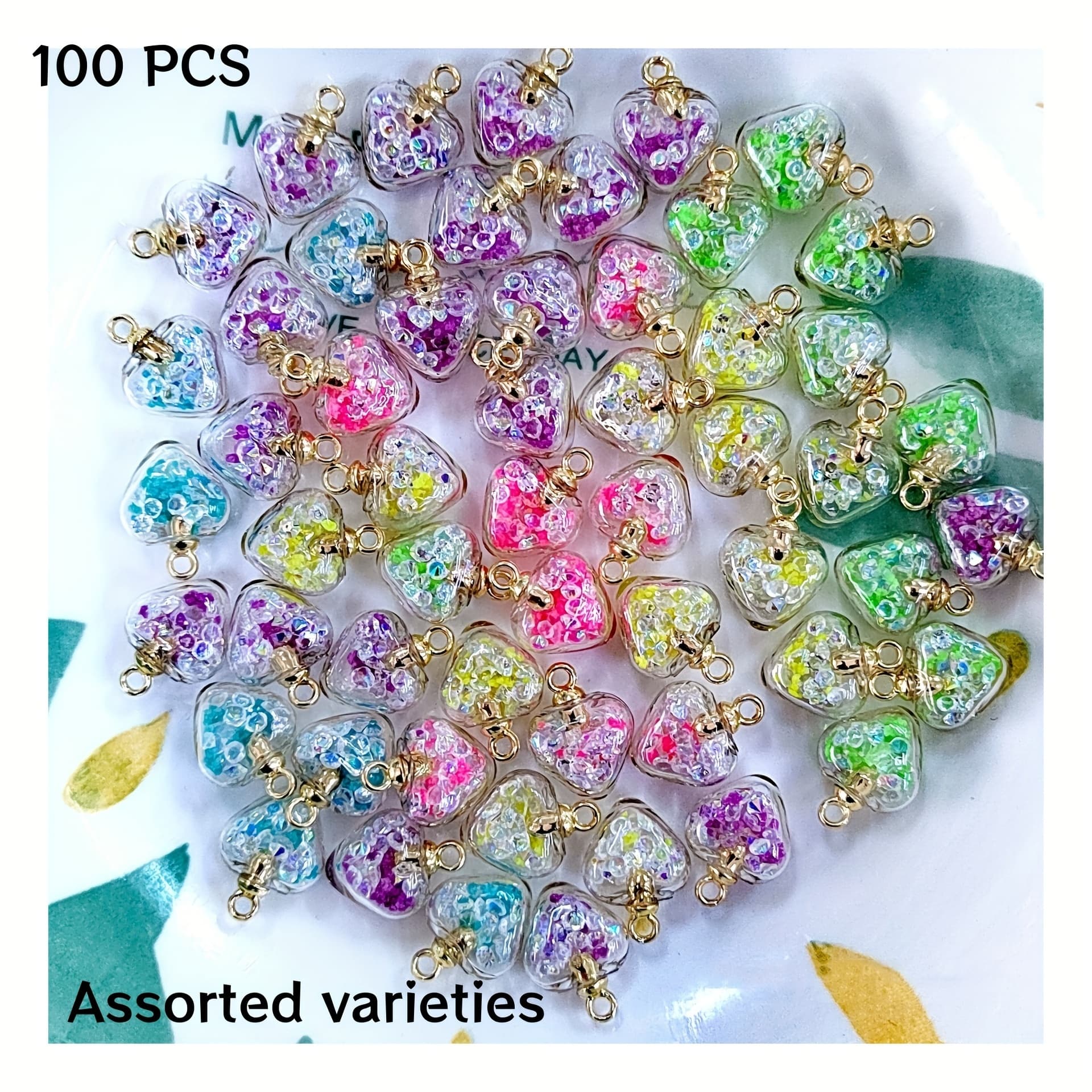 TEMU 100pcs Heart Colorful -the-dark Pendants Diy Bracelet Necklace Earrings Jewelry Accessories
