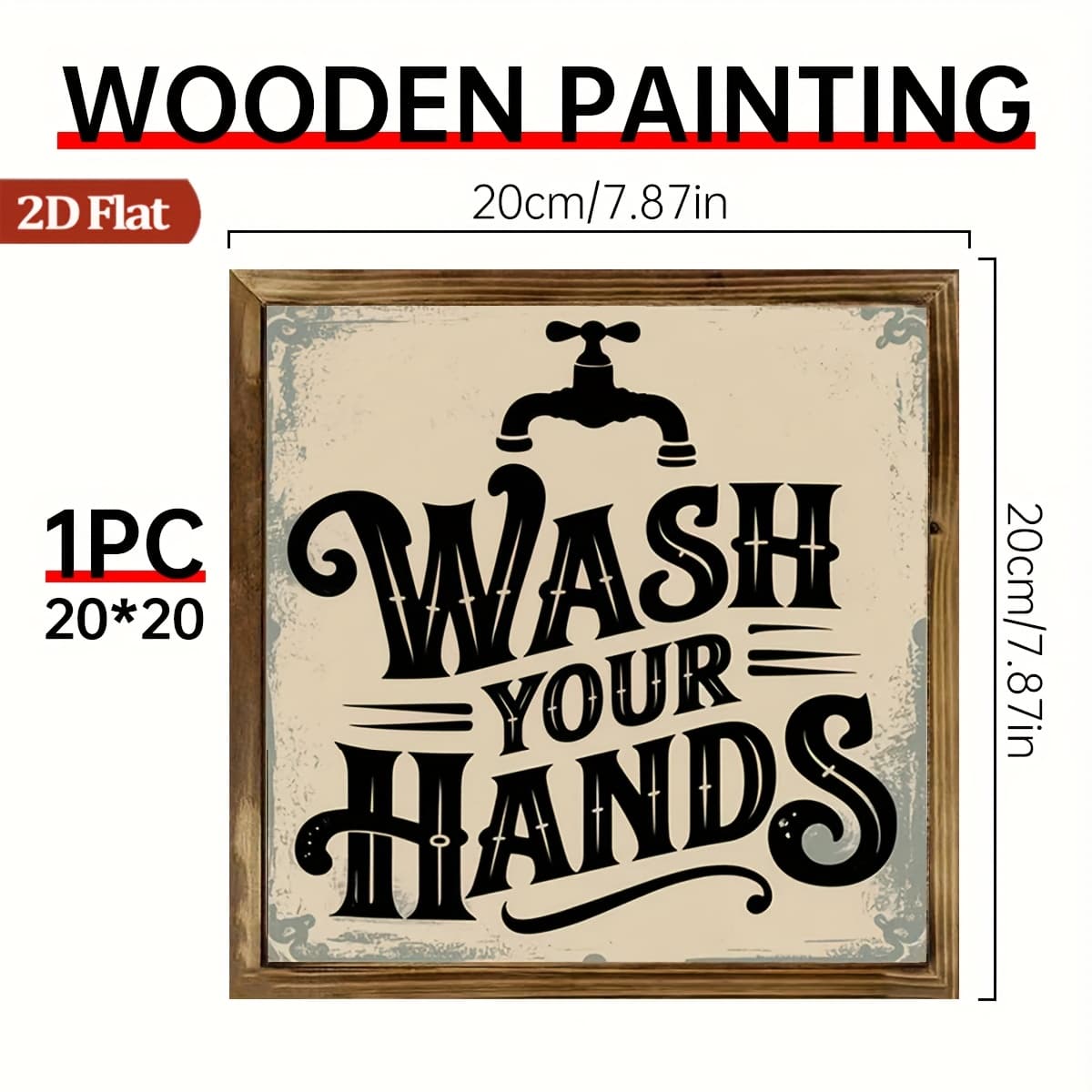 TEMU 1pc Rustic Wooden Wall Art (8x8 Inch) - Humorous "wash Your Hands" Quote Sign, Home Decor For Bedroom, Living Room, Dining Room, - Polished Finish & Battery-free, Ideal Housewarming Gift