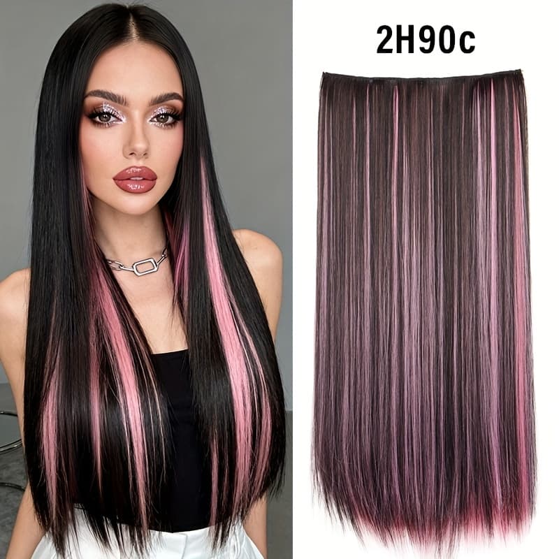 TEMU Synthetic Hair Extension | Multi- Clip-in Hair - Straight Extension For Halloween & Christmas | 5-