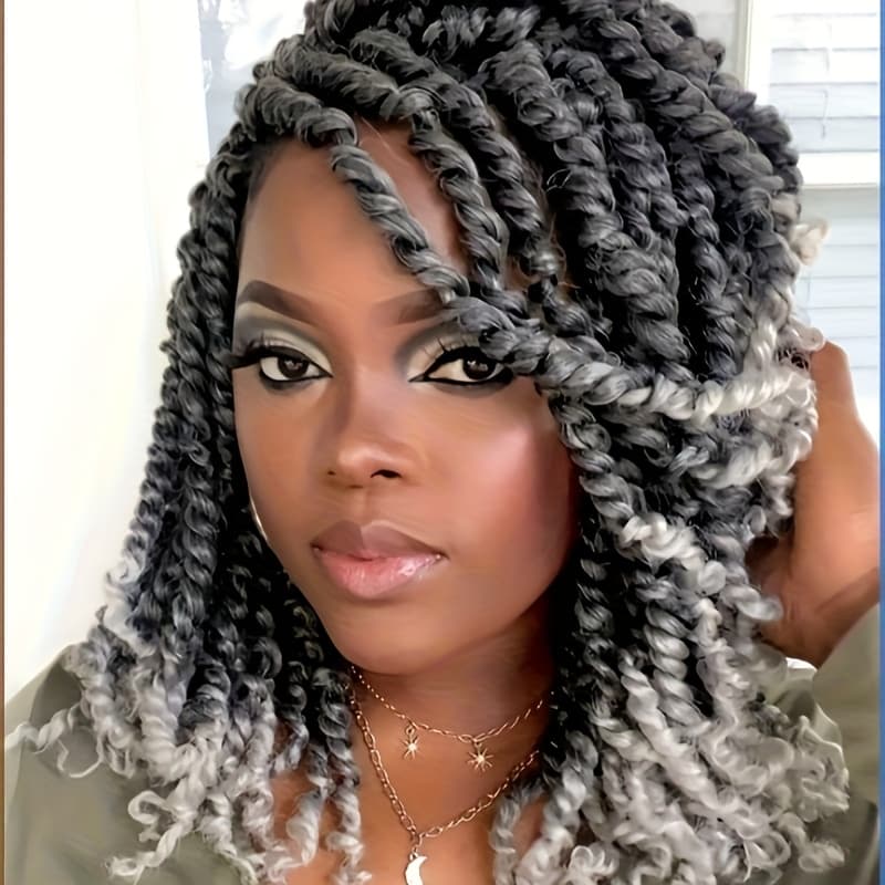 TEMU Dreadlock Wigs 12" Afro Wigs Short Curly Wigs For Women Ombre Wig Dreadlock Wig Twist Wigs For Women Of Gathering And Daily Use And Cosplay (gray)
