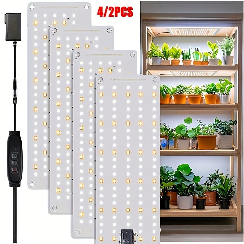TEMU Led Grow Lights, 540 Led Indoor Plant Full Grow Lights, Under Cabinet Grow Lights With 3 Levels Timer, 3 Lighting , 10 Dimmable Levels, Suitable For Plant Growth, 4/2pcs