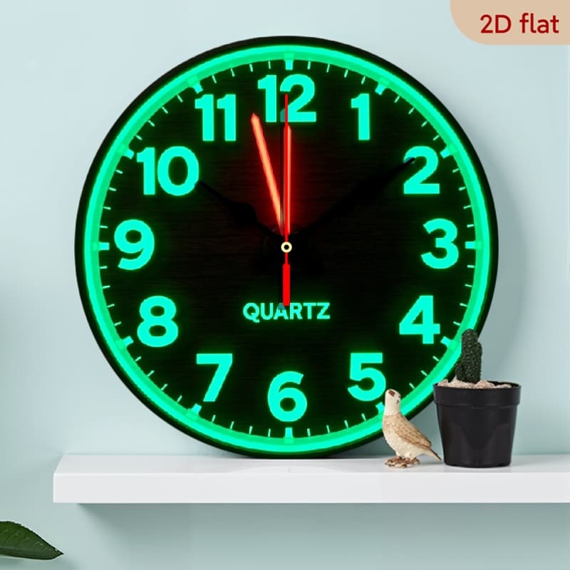 TEMU Wall Clock, Vintage Decor Non-ticking Silent Modern Alarm Clock, Neon Green Gothic Decor - Battery Operated (aa Not Included) - For Living Room, Bedroom