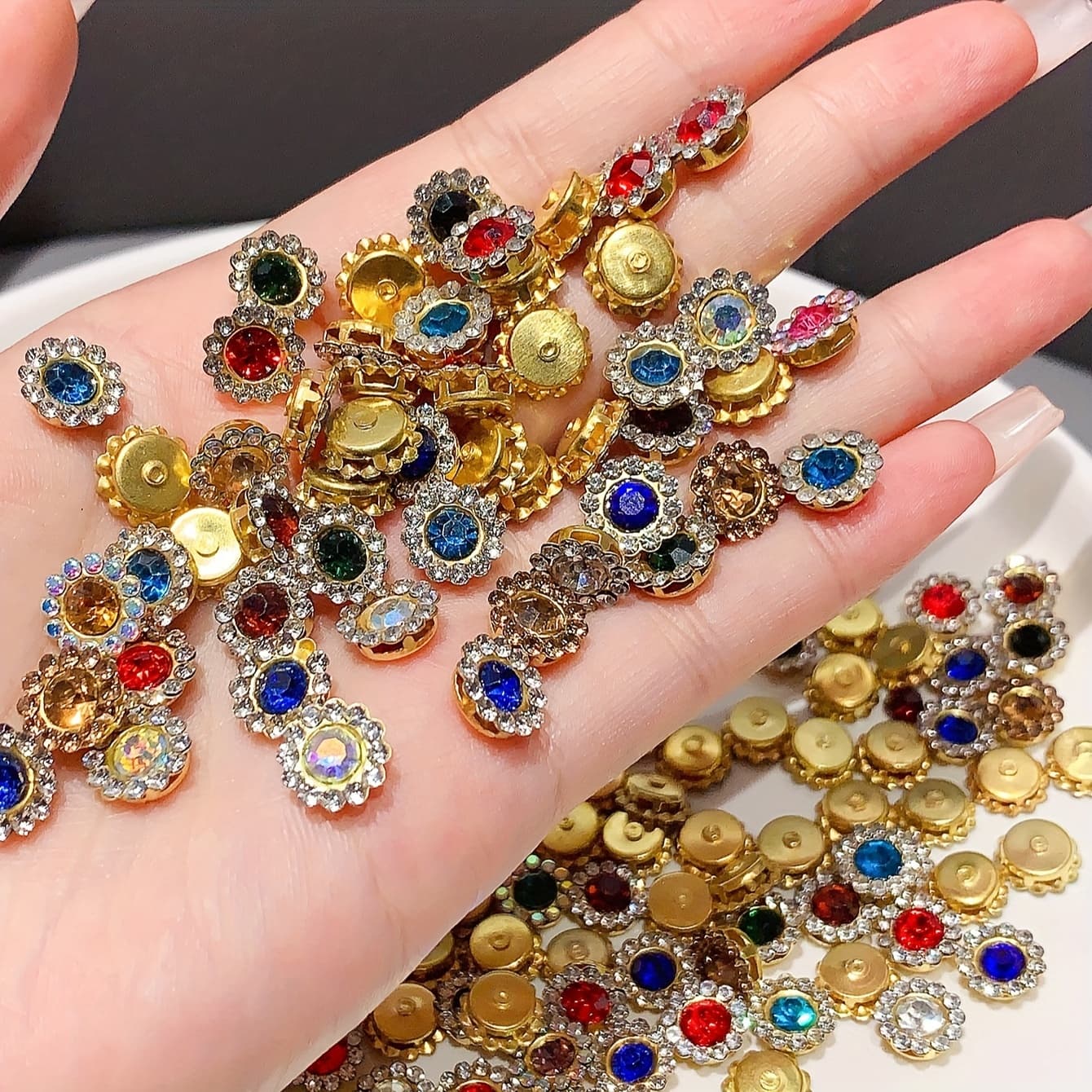 TEMU 100pcs Of 10mm Flat-bottom Water Drill Buttons For Decoration