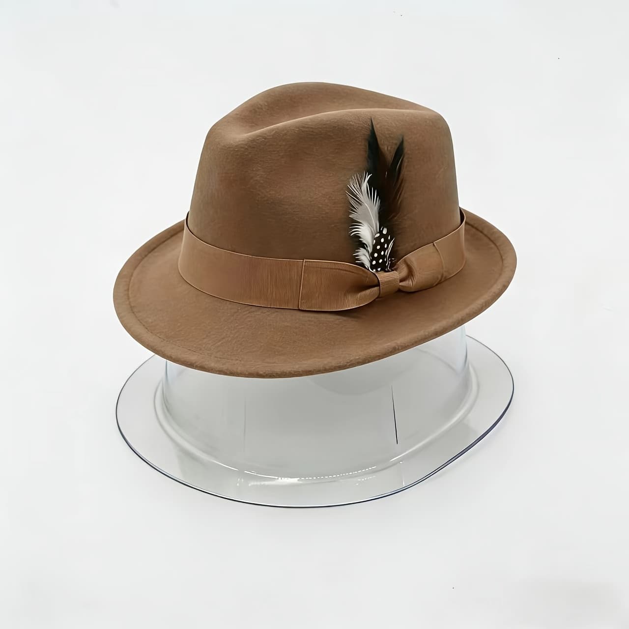 TEMU Classic Short-brimmed Felt And Feather Hat For Men And Women, Panama Hat