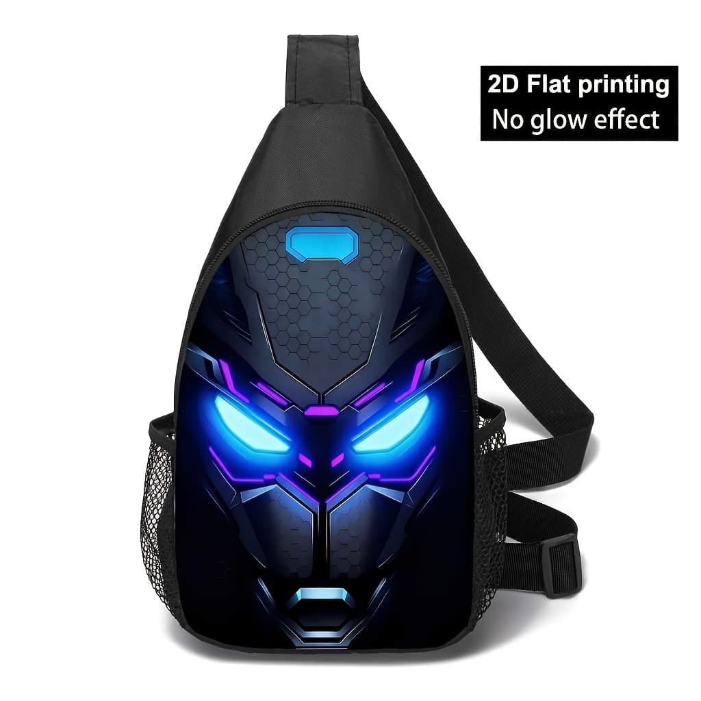 TEMU Men's 2d Flat Print Cool Pattern Chest Bag, Outdoor Sports Crossbody Bag, Phone Earphone Wallet Organizer, Trendy Fashion Shoulder Bag, 2d Flat