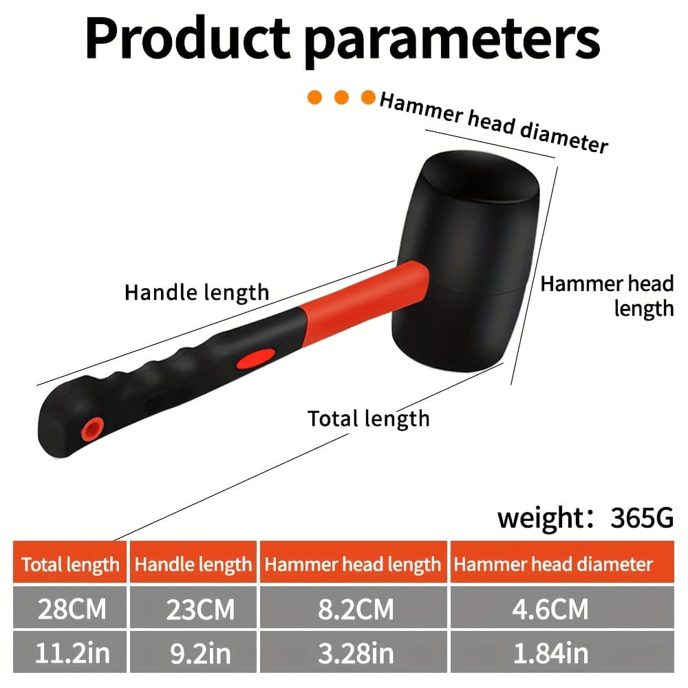 TEMU Multi-functional Double-headed Rubber Mallet, High Elastic Rubber Anti-slip Fiber Handle, Silent Tapping Does Not Damage , Suitable For, Floor And Tile Multi-functional Tool.