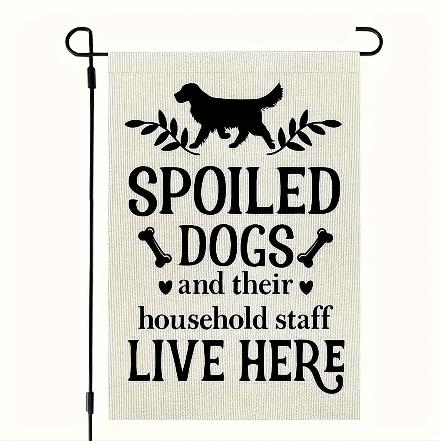 TEMU 1pc, Dogs Live Here" Flag - Durable Polyester, Outdoor Yard Decor, 12x18in, Seasonal Yard Flag, Only Flag