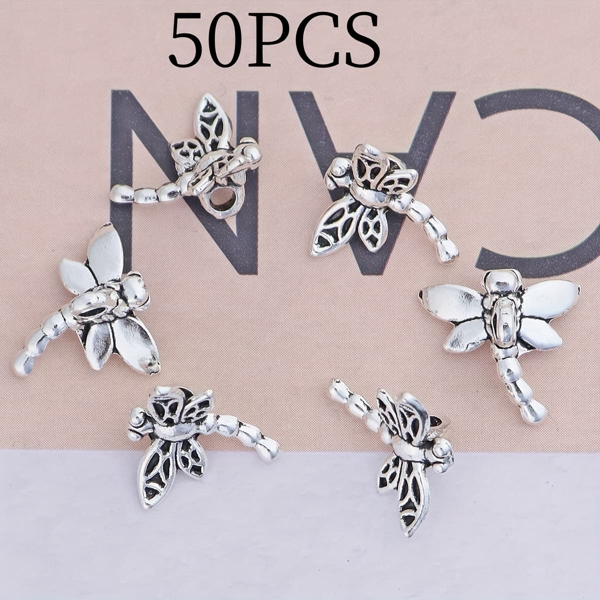 TEMU 50/100/200/400pcs Of -shaped Wing Pendants, Antique Silvery-colored Insect Additions, Perfect For Jewelry Creation, Suitable For Necklaces, Bracelets, Earrings, And Gift-making