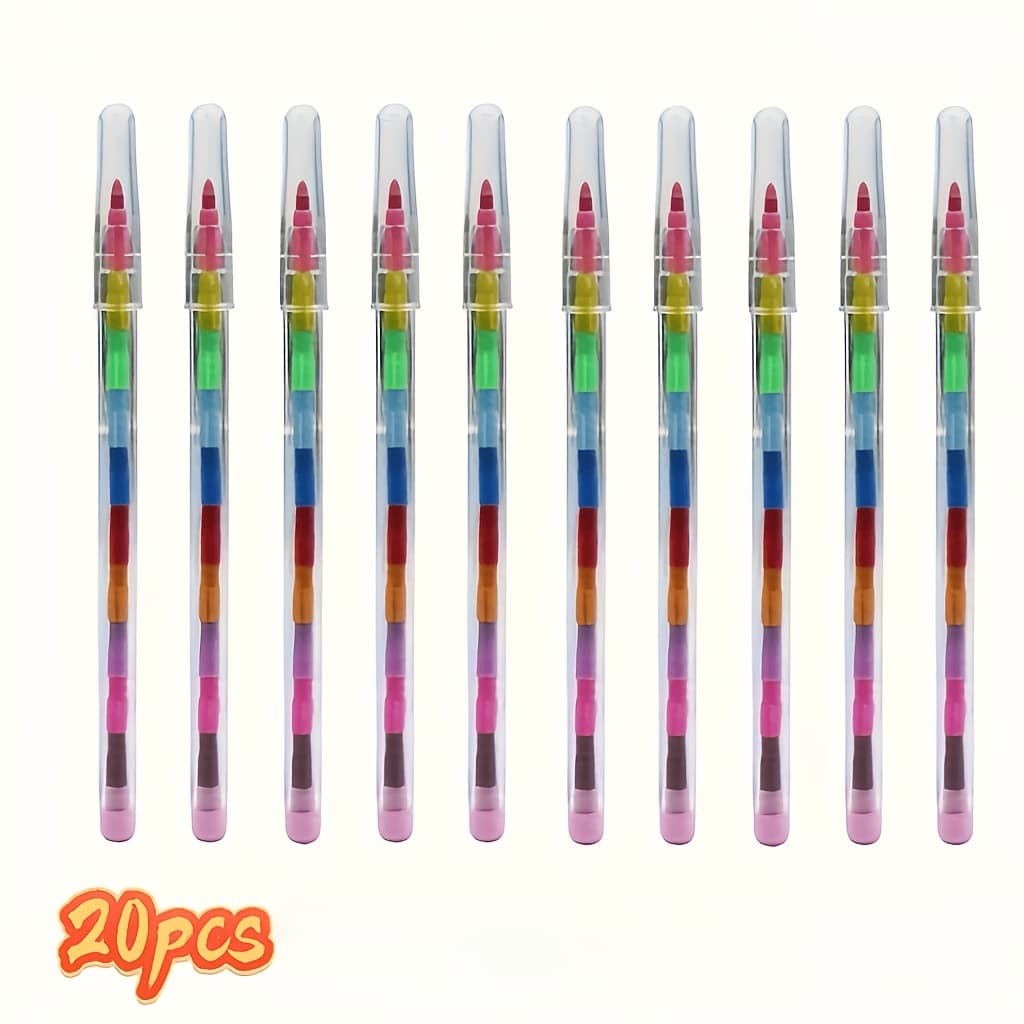 TEMU 20/30pcs Stackable Colored Pencils, Rainbow Party Gifts, Birthday And School Colored Crayons, 11 Random Colors, Holiday Gifts, Easter Rewards