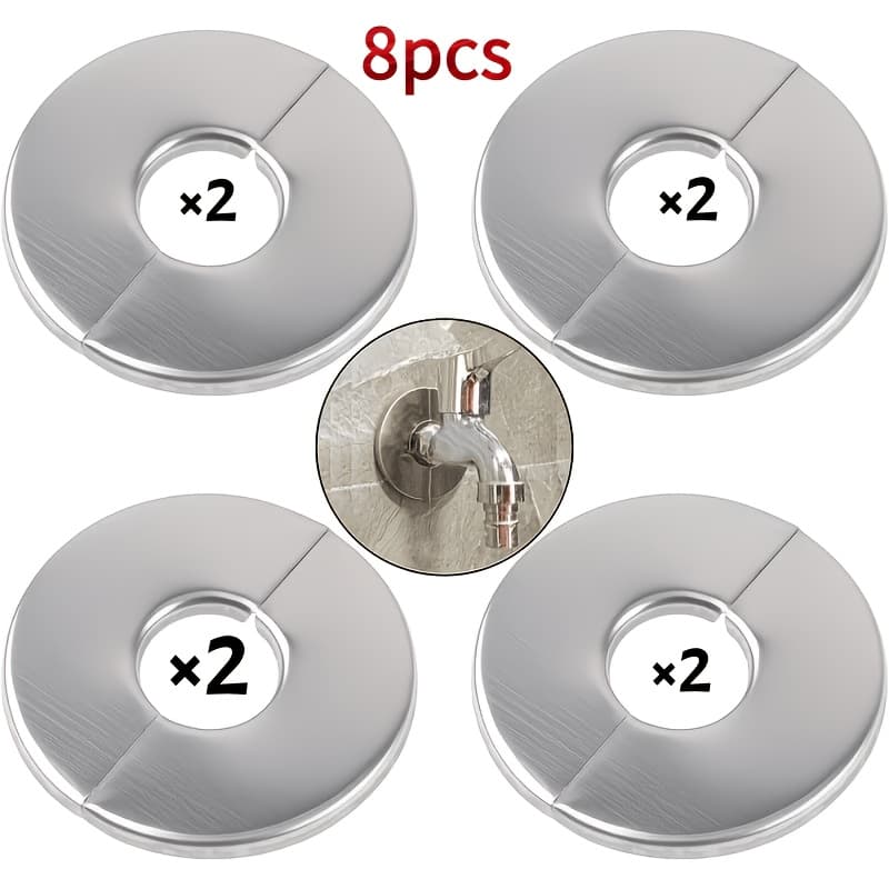 TEMU 8pcs Faucet Decorative Cover Plate, Designed To Conceal Wall Mounted For Faucets, Air Conditioning Pipes, And Gas Water Heater Circuits. Universal Covers Are And Do Not Drilling.