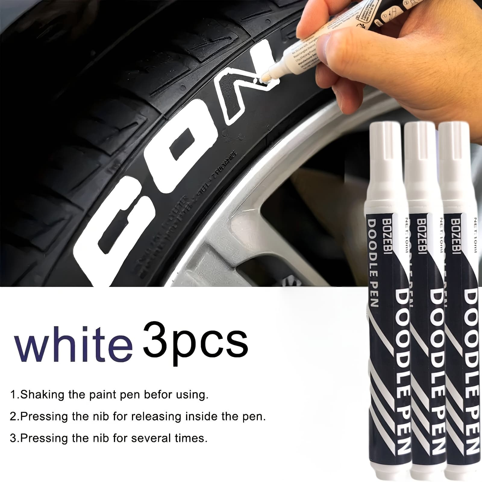 TEMU 3pcs, Waterproof Car Wheel Pen - Permanent Marker For Oily Marks, Graffiti, And Touch-ups! Pen For Auto Repair Shops