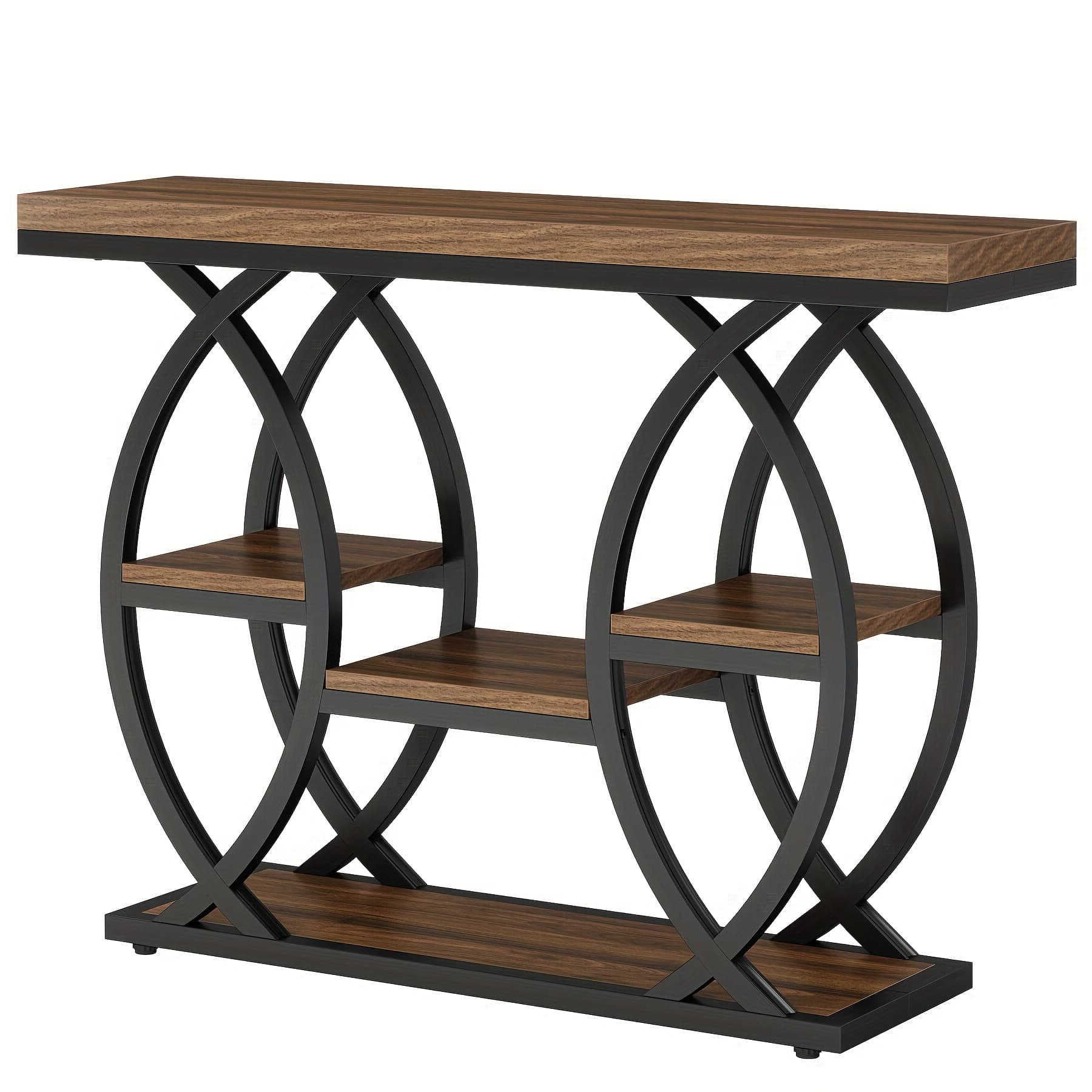 TEMU 39-inch Holiday-themed Console Table, 4-tier Sofa Side Table With Storage Shelves, Narrow Wood And Metal Frame Decorative Table, Suitable For Small Spaces, Hallway, Entryway, And Christmas