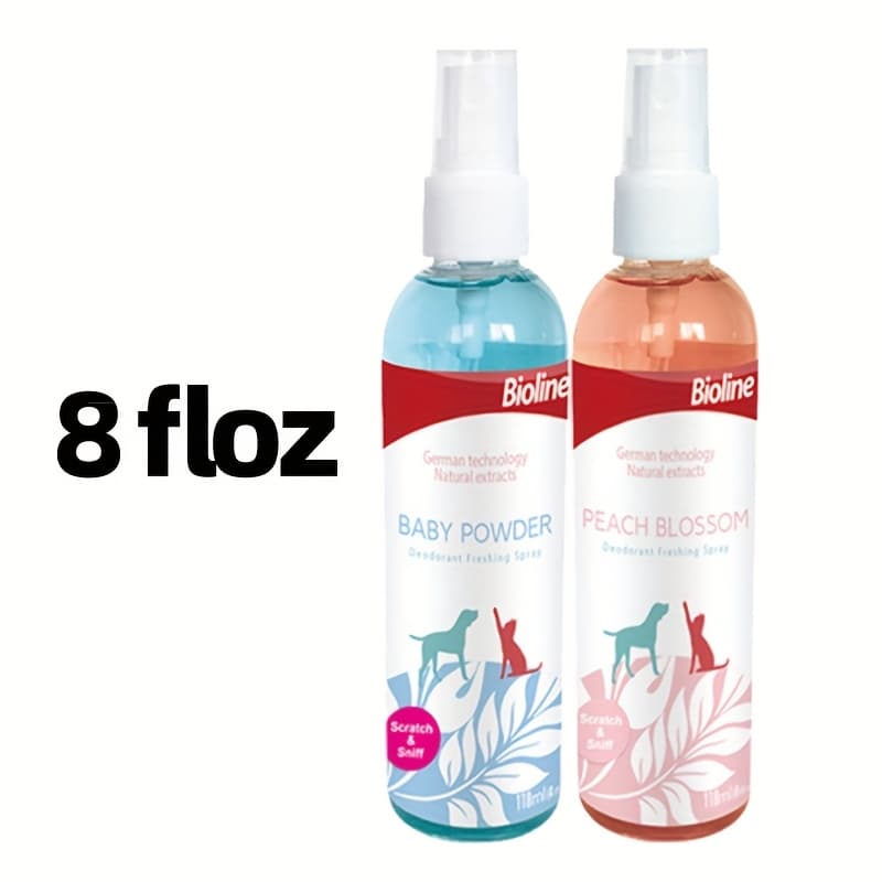 TEMU 2pcs | 8 | Of Baby Powder Scent + Of Peach Scent Pet Deodorant Spray, Different Scents, Super Experience. Dog Perfume, Pet Deodorant Perfume, Deodorant Spray, Long-lasting