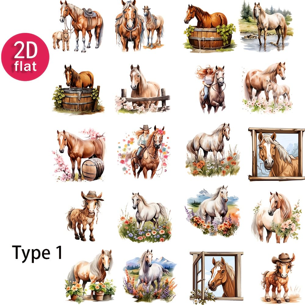 TEMU Vintage Horse-themed Stickers For Projects, Perfect For Decorating Books, Diaries, Albums, And School Stationery