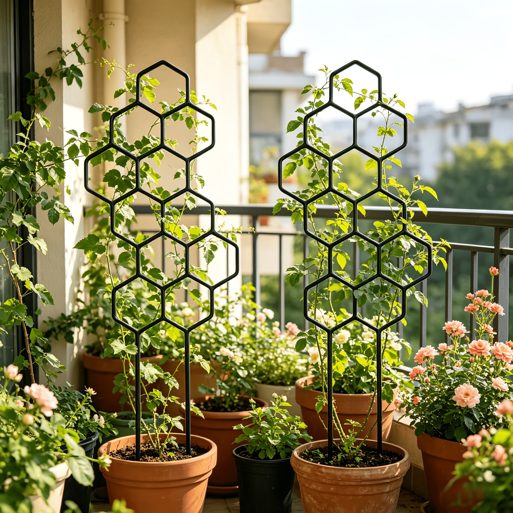 TEMU 2pcs 38x15cm Honeycomb Plant Climbing Trellis, Rust-resistant Plastic Stake For Potted Vines& Flowers, Space-saving Indoor/outdoor Garden Support