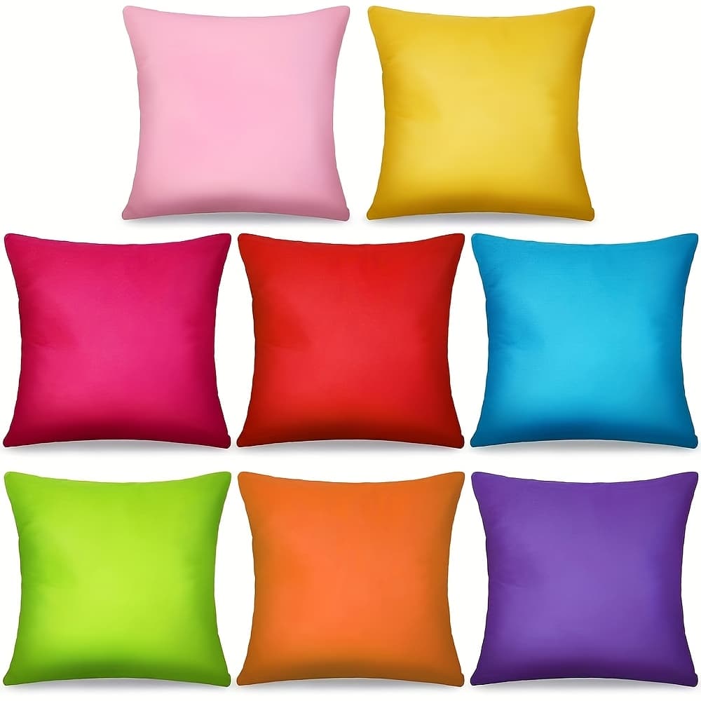 TEMU 8pcs 18 X 18 Inch Decorative Throw Pillow Covers Color Pillow Cases Colorful Covers With Hidden Zipper For Couch Sofa Bedroom Patio Balcony, Materialcovers