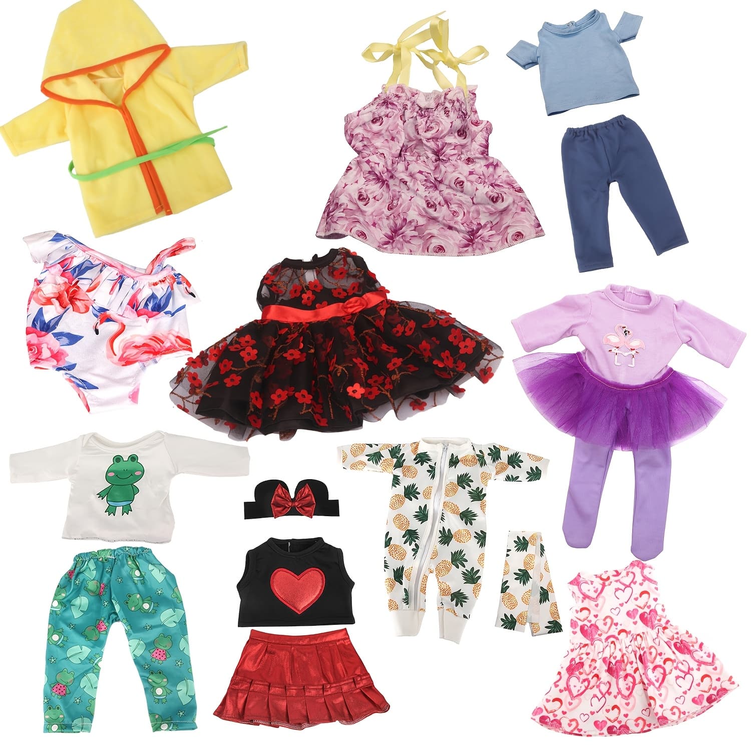 TEMU 10 Sets Of Clothing For Dolls, Designed For 18-inch American Dolls, Including Skirts, Pajamas, Swimsuits, Casual Outfits, And Head Additions (doll And Shoes Not Included)