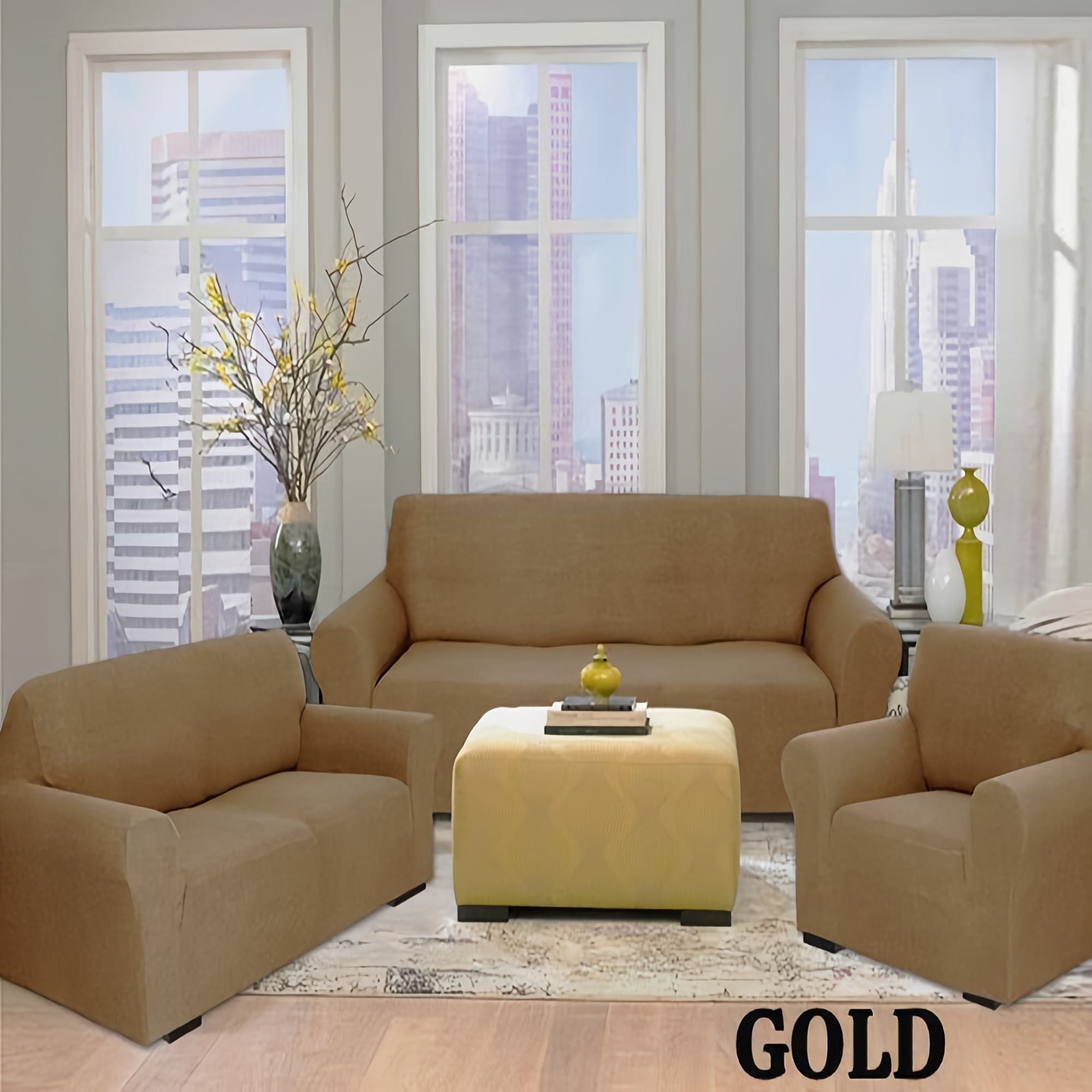 TEMU 2/3pcs Stretch Sofa Slipcover Set, Couch Cover For Loveseat & Arm Chair, Wrinkle Free Protector, Polyester Spandex, Local Warehouse 7 Lbs