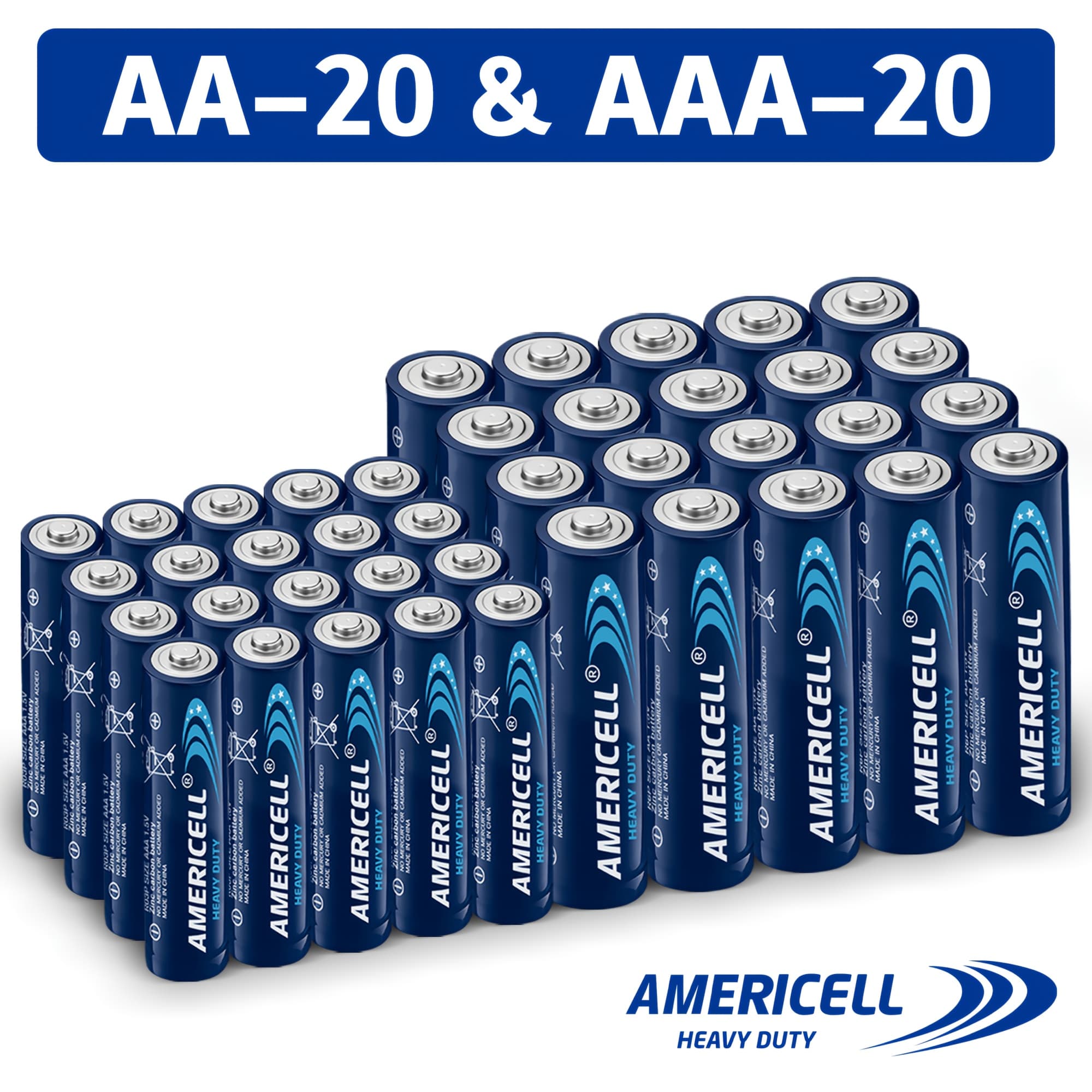 TEMU 40pcs Aa And Aaa Batteries, Americell 1.5v Carbon Battery, Suitable For Keyboards, Clocks, Remote Controls, Toys, Flashlights, Razors, Alarm Clocks, Disposable Battery, Non-rechargeable