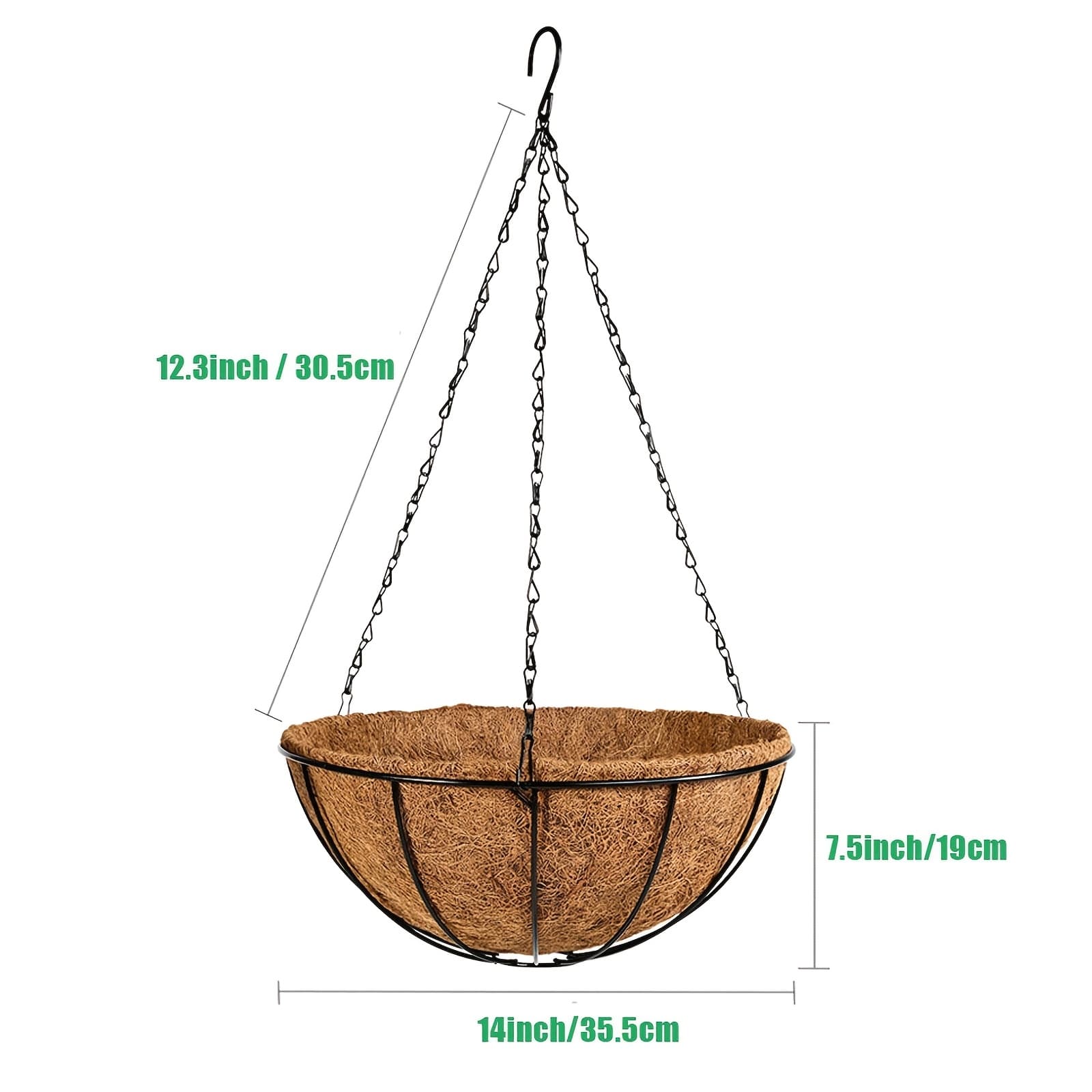 TEMU 4pcs 12 Inch Hanging Planters For Outdoor Plants Metal Watering Flower Baskets With For Hanging Pot Round Plant Holders Planter For Outside Garden Decoration