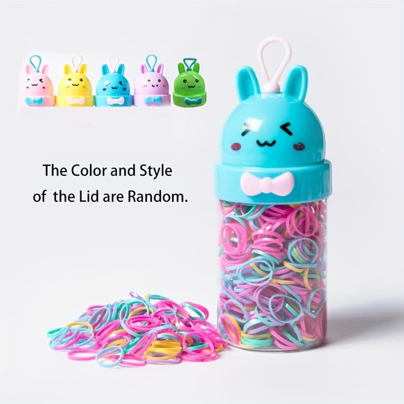TEMU 200pcs/bottle Cute Easter Bunny Canned Colorful Hair Accessory, Disposable Thick And Thick Hair String For, Perfect Hairstyle Design For Holiday Gifts