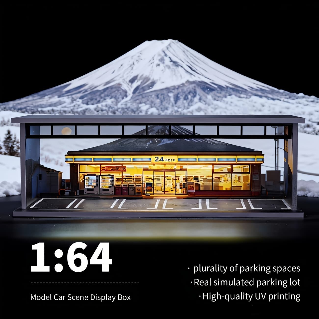 TEMU Led Light Up Scale Garage Diorama | 6 Car Capacity, Clear Acrylic & Dust-proof Design, Expandable Showcase, Perfect Gift For Collectors, Pvc Material