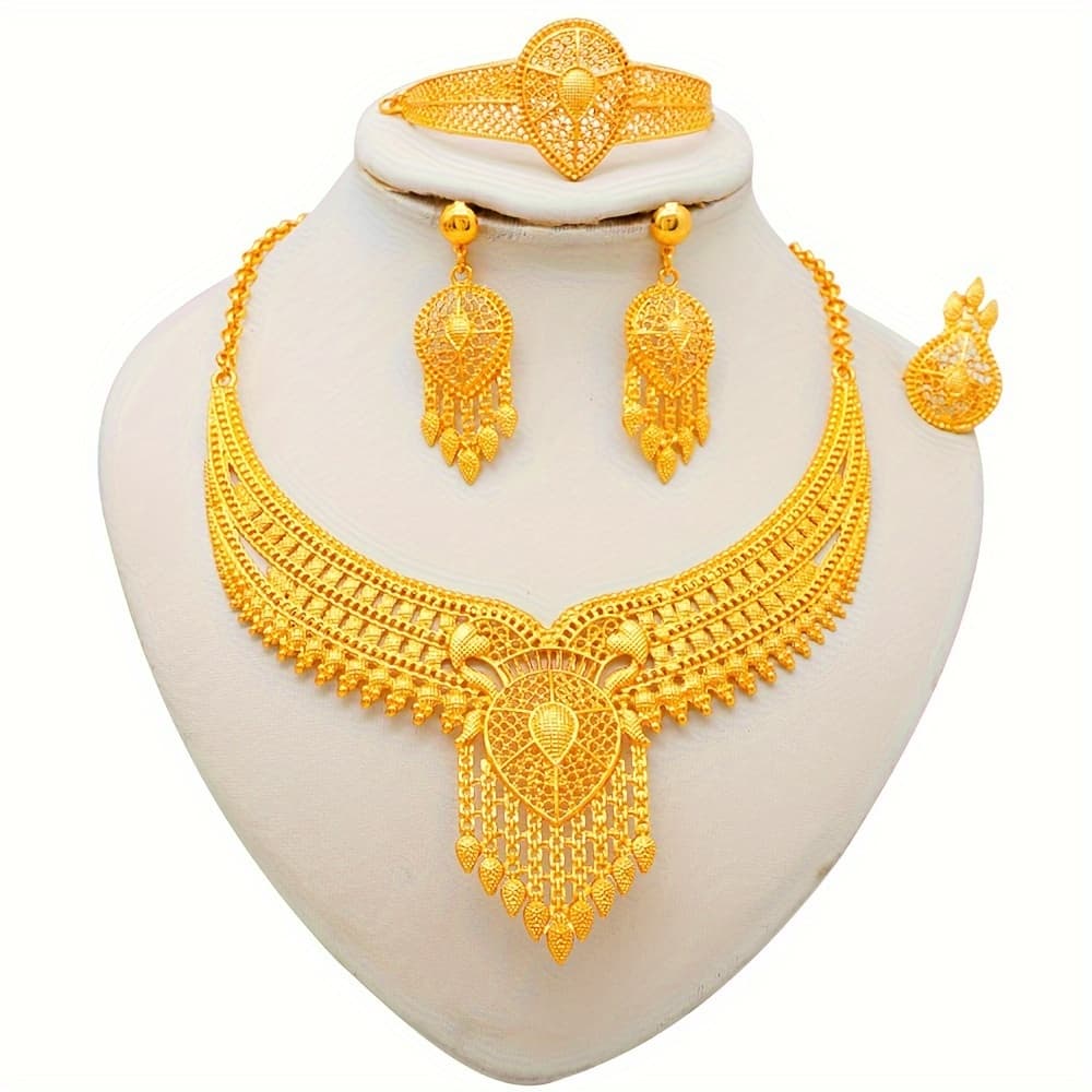 TEMU Fashionable Golden Dubai Jewelry Set, Middle Eastern