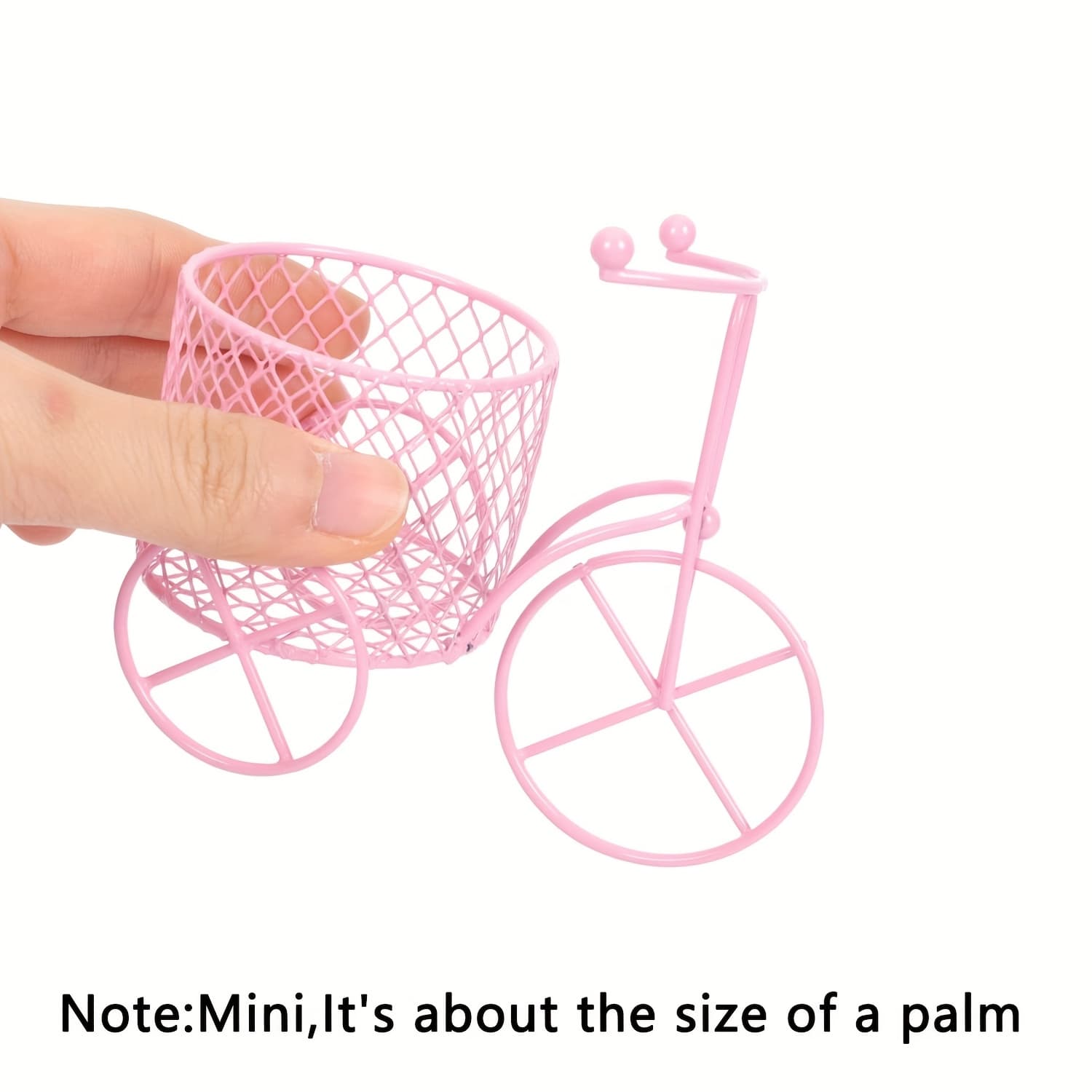 TEMU 1pc Pink Mini Iron Art Tricycle Decorative Storage Basket Makeup Shelf Wedding Wedding Gift Display, Ornament Storage