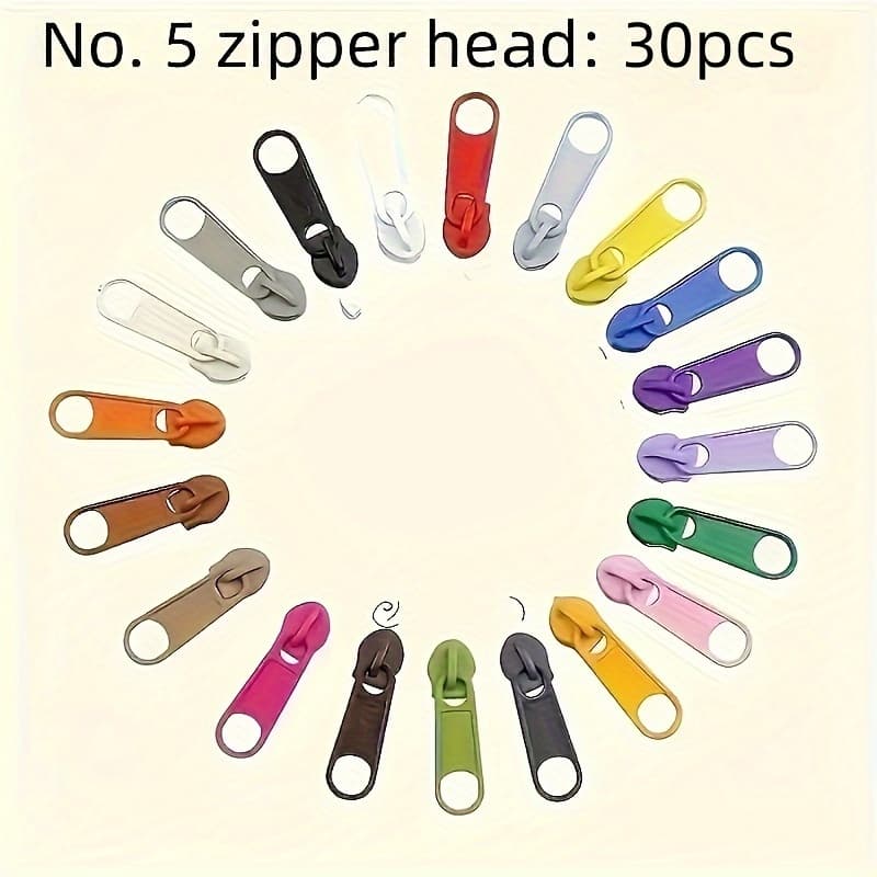 TEMU 30pcs Size 5 Zipper Heads, Colored Alloy Zipper Heads - Durable Metal Sliders Suitable For Luggage, Clothing And Additions, Wallet Making Supplies, Wallet Making, Diy Wallet Making
