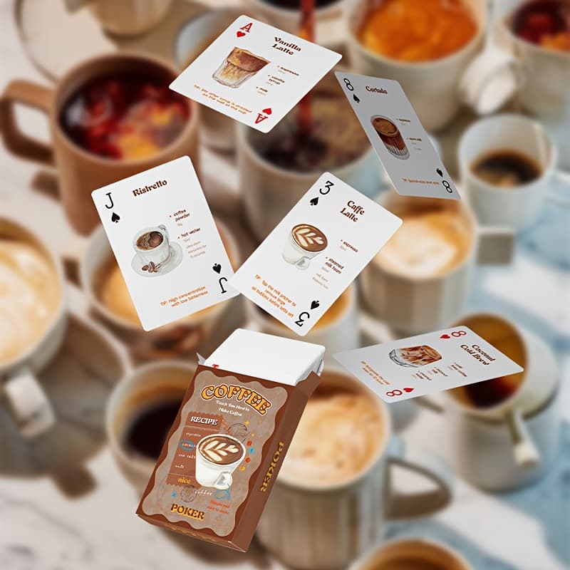 TEMU 54 Coffee-making Playing Cards + 2 Cards + Transparent Storage Box. A Popular Guide To Coffee Preparation Playing Cards, Perfect As A Gift For , , Christmas, New Year, Or Personalized Gifts
