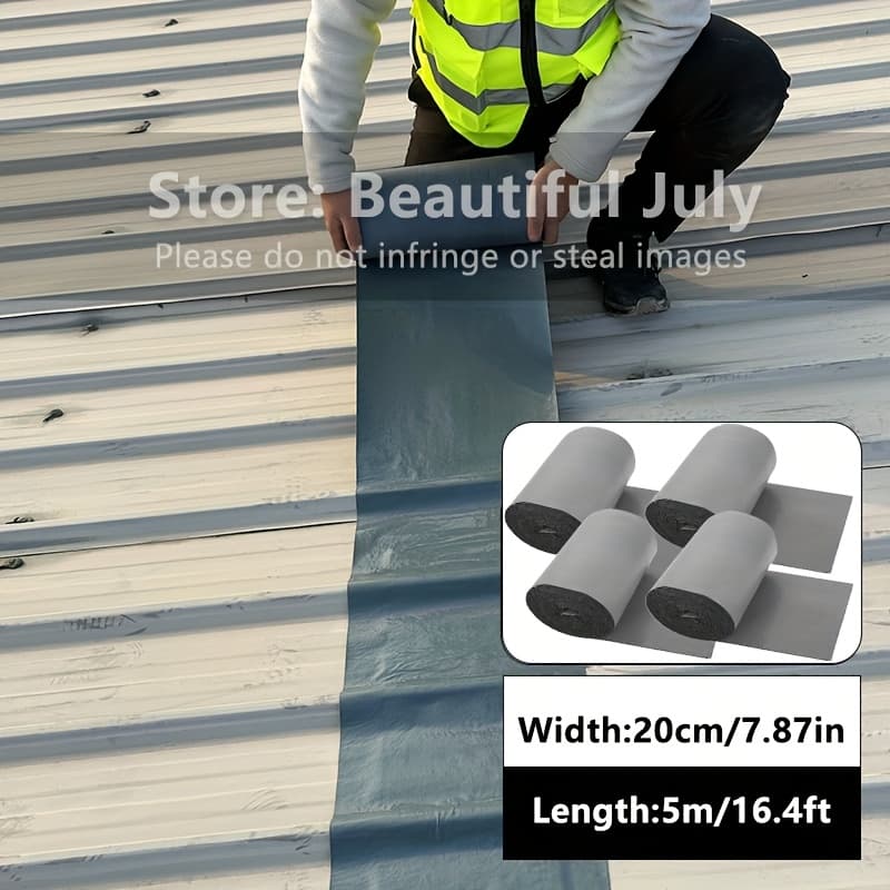 TEMU 4 Rolls Of Roof Waterproof Tape, Used For Repairing , Preventing Water Leakage And Wind, Suitable For Metal Steel Plate Roofs And Wave Tile Roofs, , With Built-in Waterproof Adhesive