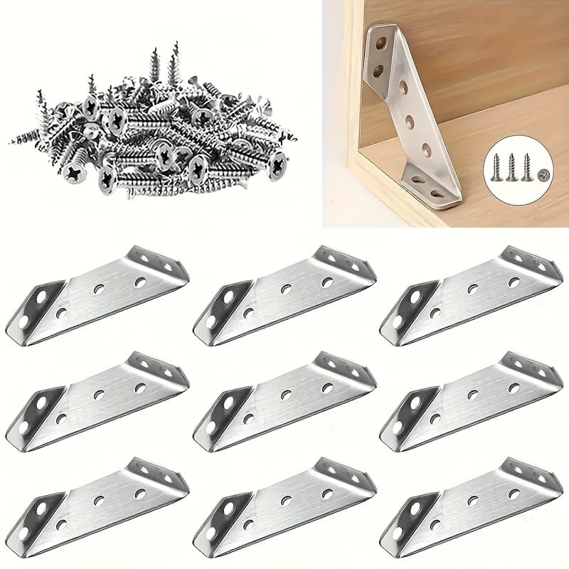 TEMU 50 Corner Brackets With Screws, Universal Furniture Corner Connectors, Corner Furniture Joint Brackets, Scratch-resistant, , Suitable For Furniture And Wooden Frames